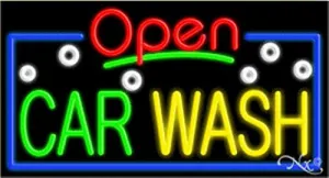 Car Wash Open Handcrafted Energy Efficient Glasstube Neon Signs