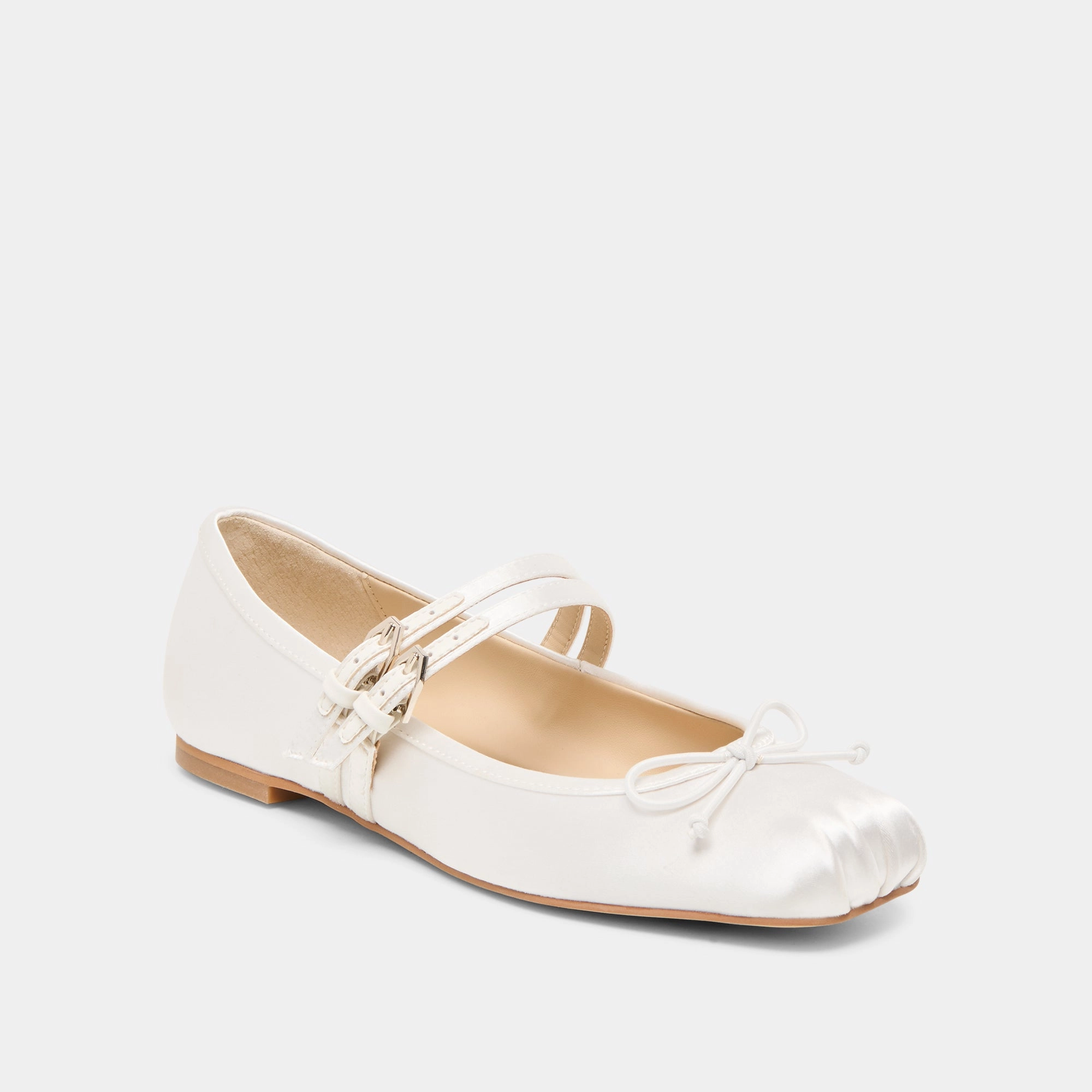 GIBSEN BALLET FLATS TRUE WHITE SATIN Support Step Japan Chic