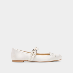 GIBSEN BALLET FLATS TRUE WHITE SATIN Mesh Layer