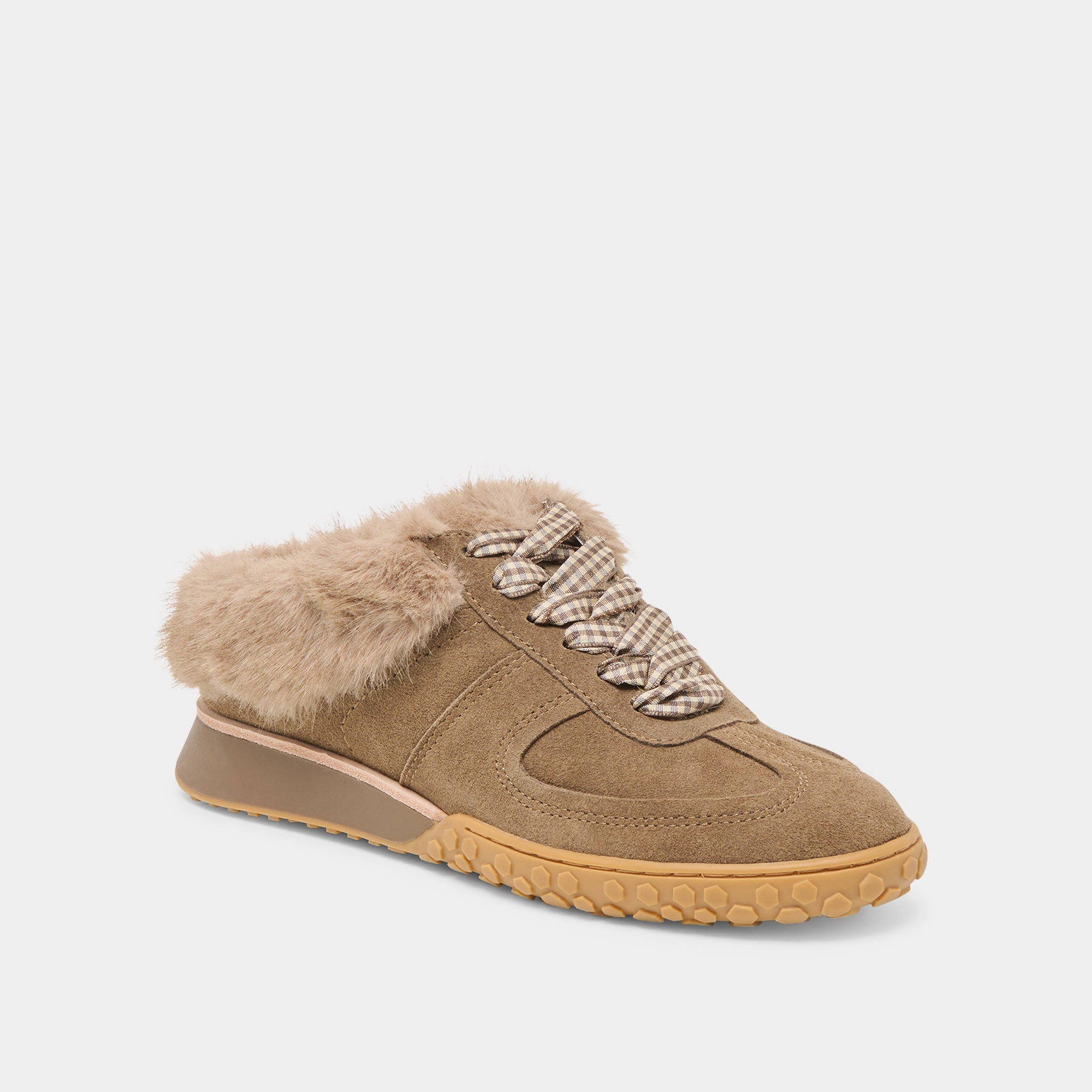 Stretchable IZZEY PLUSH SNEAKERS OLIVE SUEDE