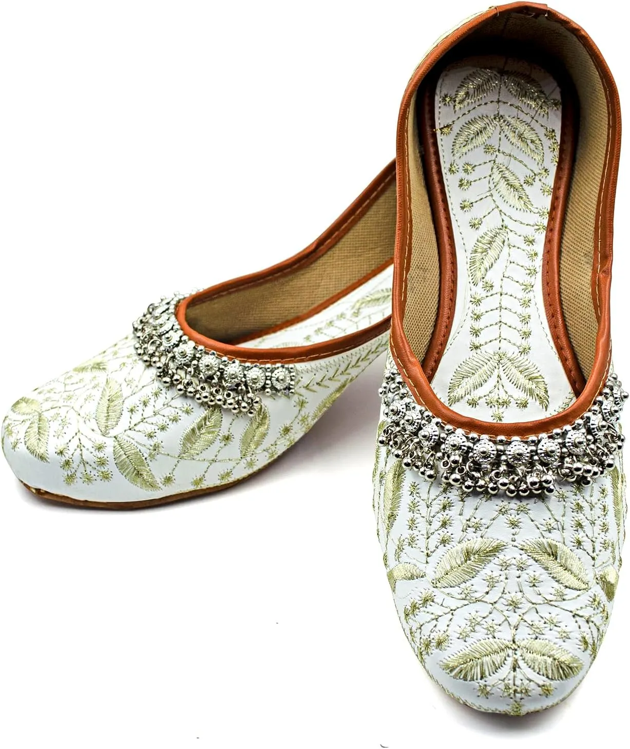 Chandrakala Payal Mojaris for Women, Flats Punjabi Jutti Embellished Khussa (WF154-P)