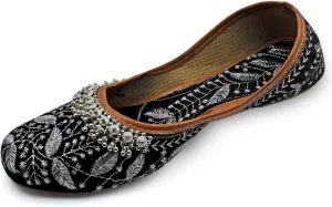 Chandrakala Payal Mojaris for Women, Flats Punjabi Jutti Embellished Khussa (WF154-P)