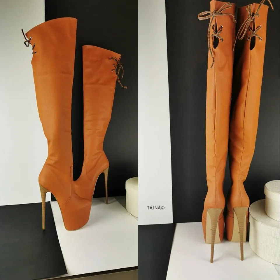 Chestnut Tobacco Brown Knee High Boots