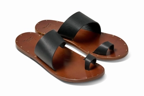 FINCH - Black/Tan Naturally Molded Footbed Comfortable beach sandals