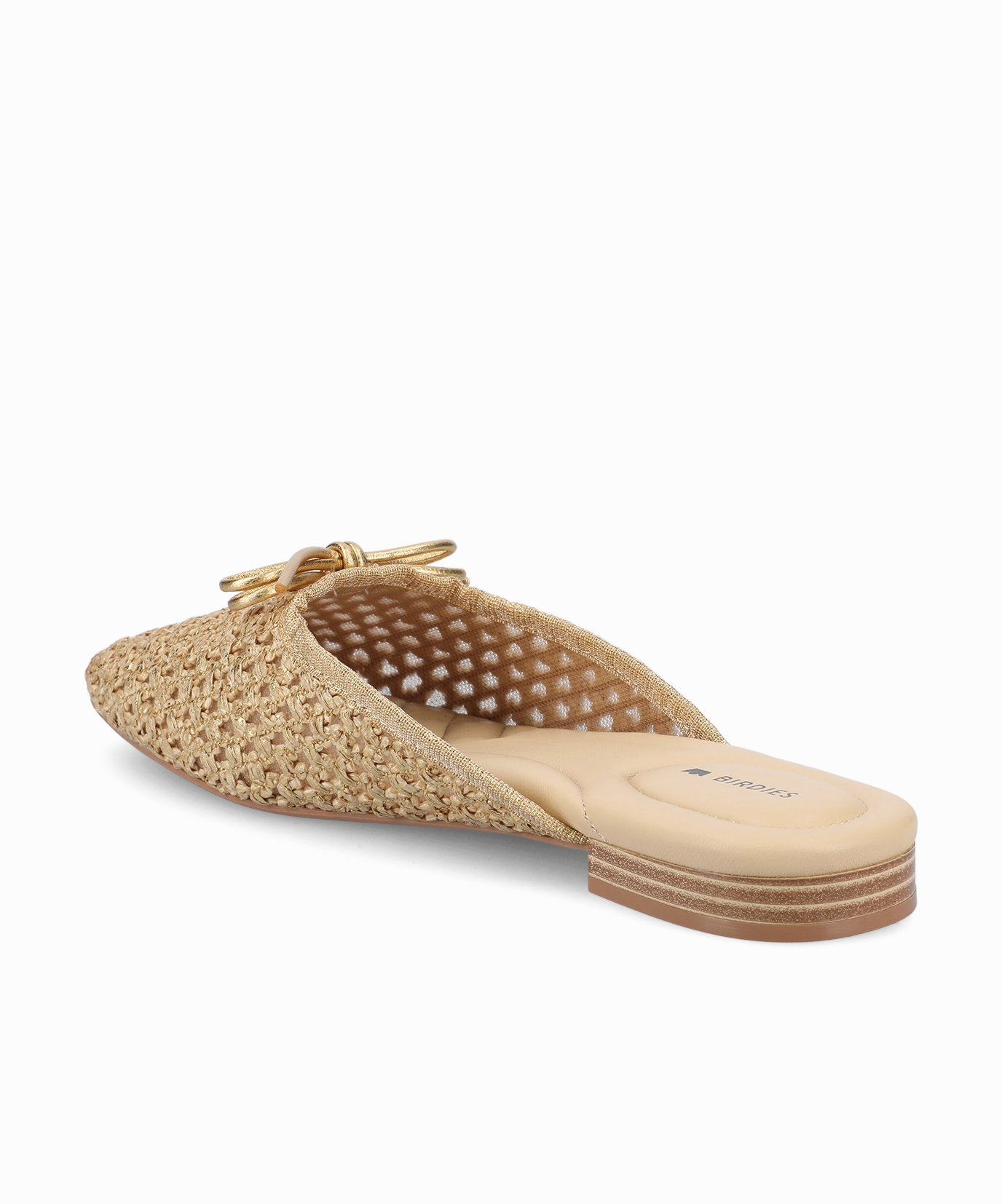Summer Flat Shoes Cushioned Footbed The Lovebird - Gold Openweave