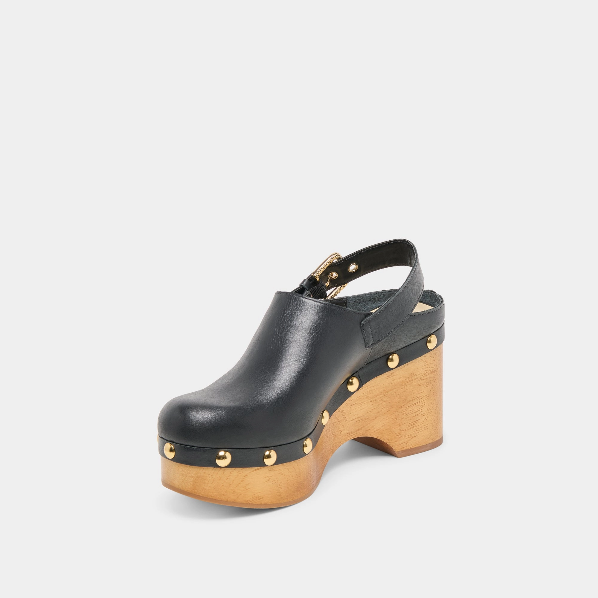 ADELAN CLOGS BLACK LEATHER Wind Down Fit Flexible structure