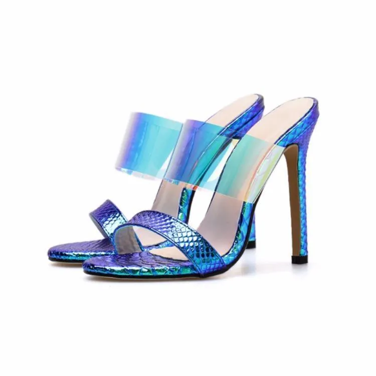 Chicvane Clear Colorful Pvc Stilettos Slide Sandals