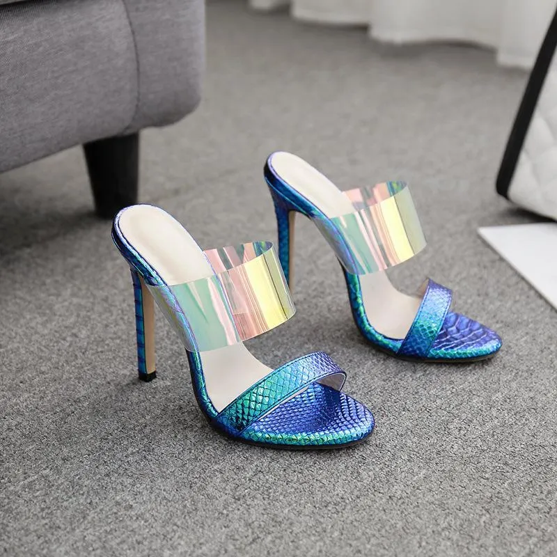 Chicvane Clear Colorful Pvc Stilettos Slide Sandals