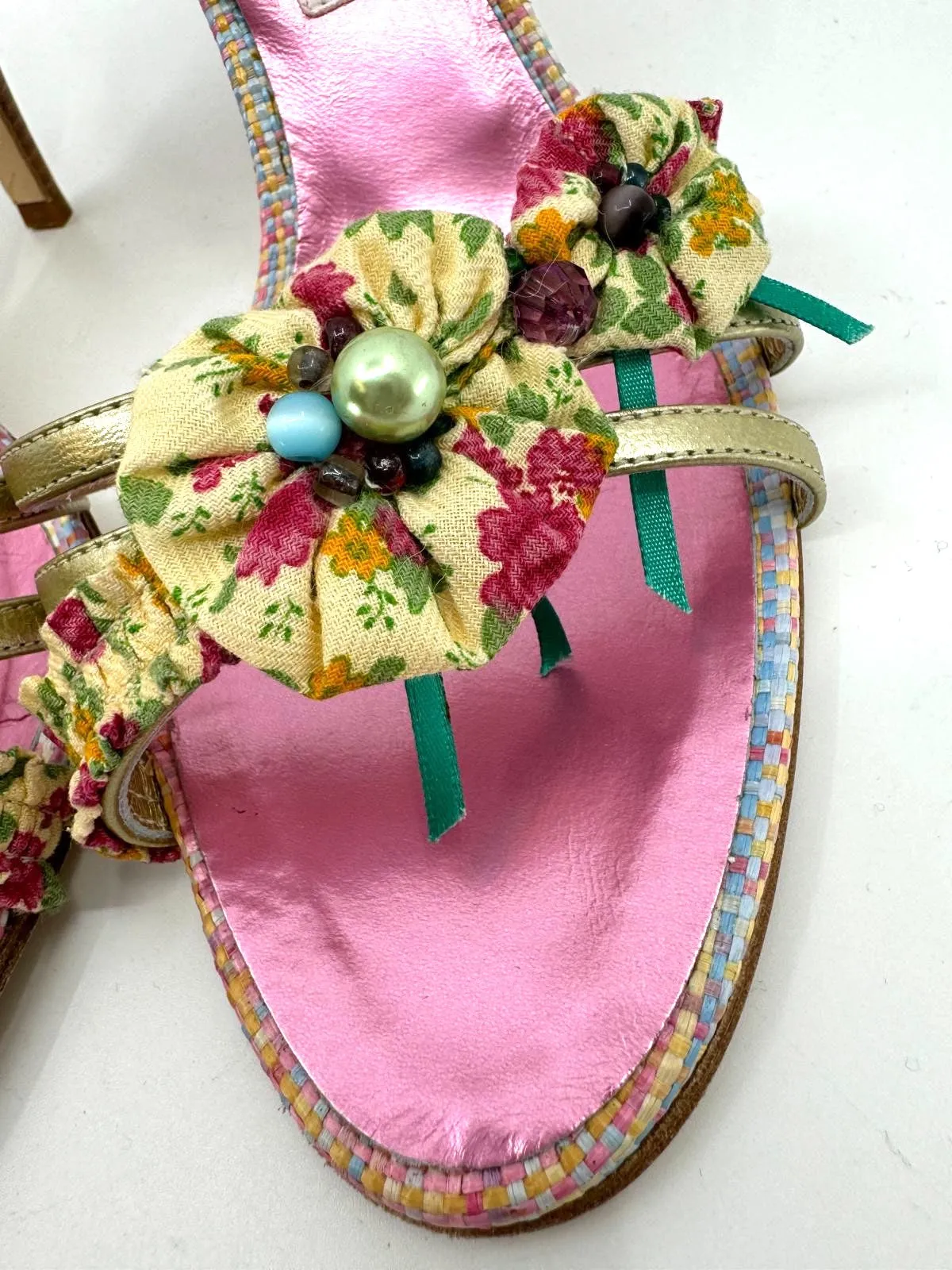 CHRISTIAN LACROIX FLORAL HEELED SANDALS