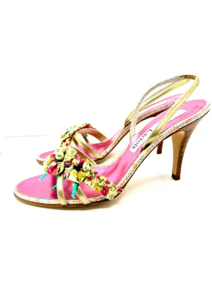 CHRISTIAN LACROIX FLORAL HEELED SANDALS