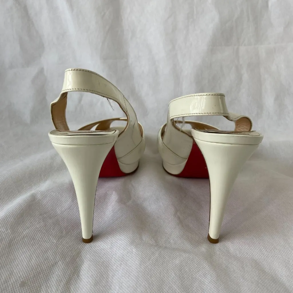 Christian Louboutin Criss-Cross White Leather Sandals, 38