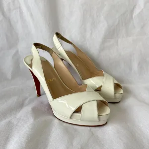 Christian Louboutin Criss-Cross White Leather Sandals, 38