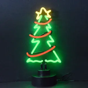 Christmas Tree with Garland Neon Sculpture