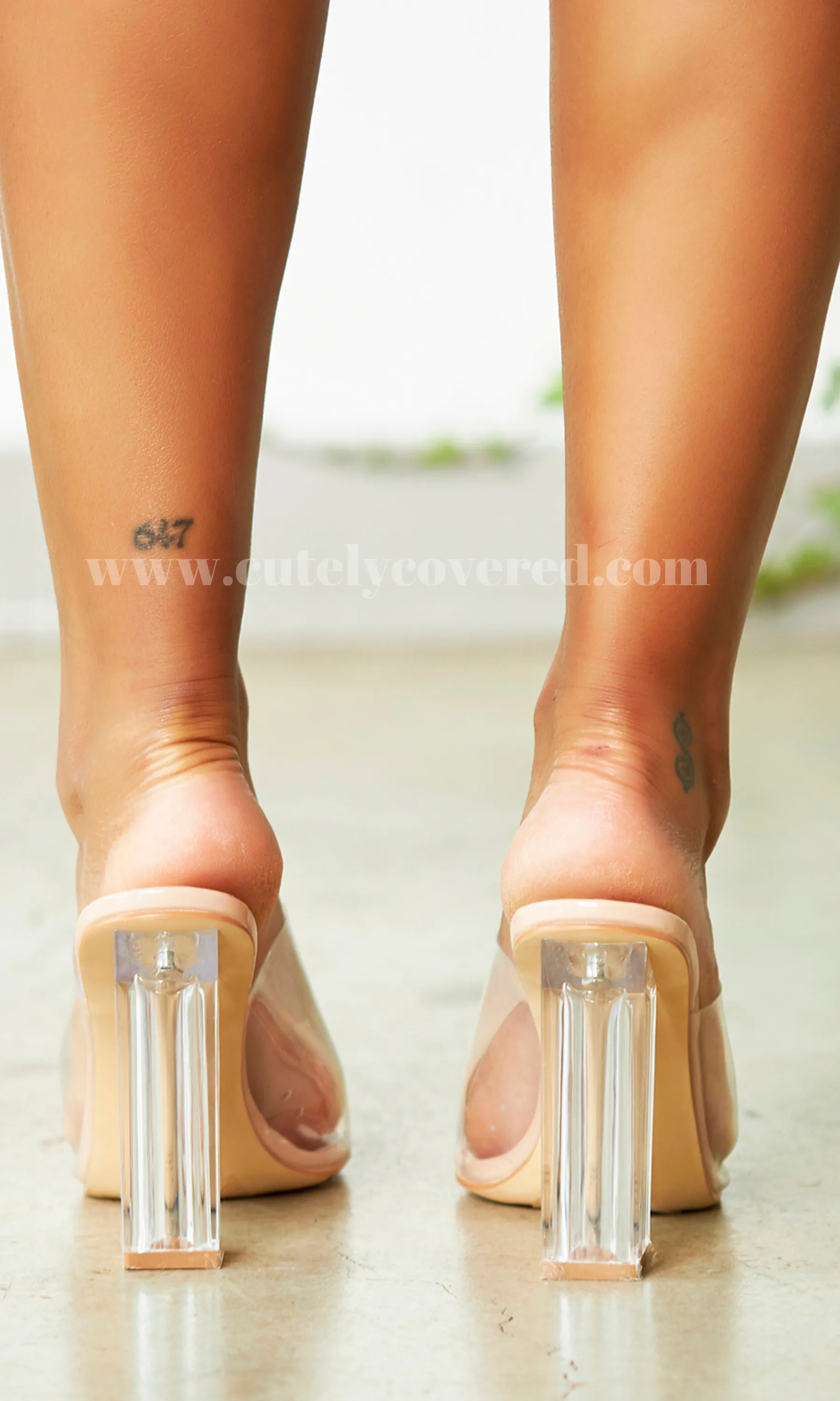 Cinderella | Clear Strap Block High Heel Mules