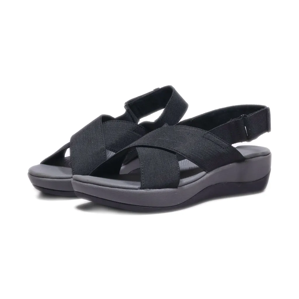 Clarks Wedge Sandals Fabric Black Colour For Women