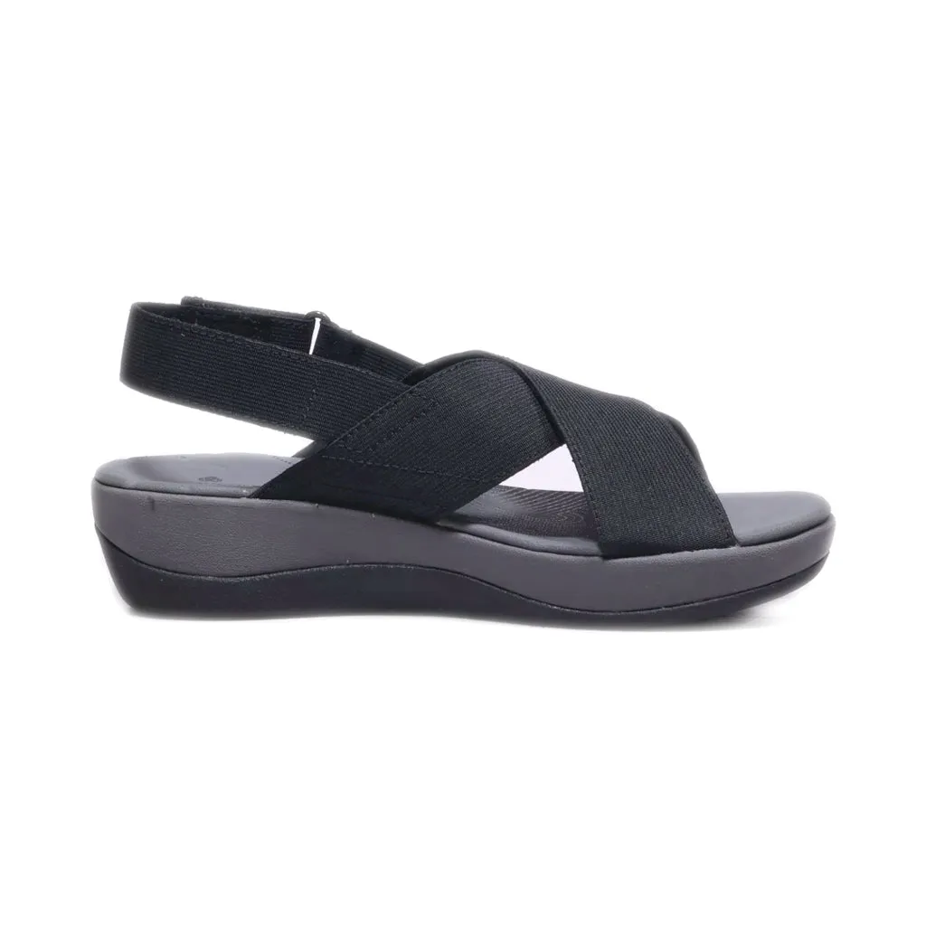 Clarks Wedge Sandals Fabric Black Colour For Women