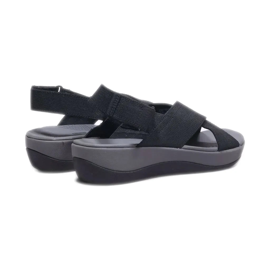 Clarks Wedge Sandals Fabric Black Colour For Women