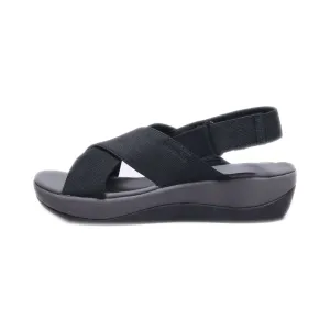 Clarks Wedge Sandals Fabric Black Colour For Women