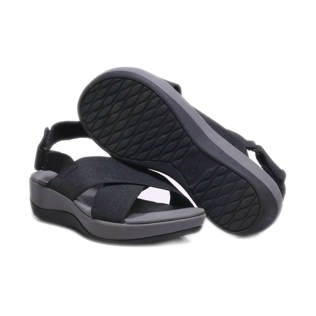 Clarks Wedge Sandals Fabric Black Colour For Women