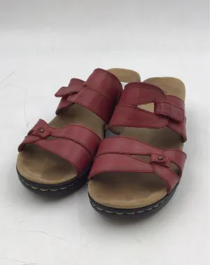 Clarks Women's Red Open Toe Wedge Heel Slip-On Slide Sandals - Size 8 M