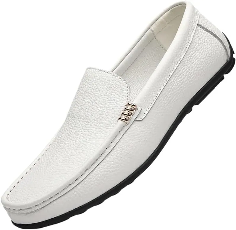 Classic Mens Leather Dress Shoes Fashion Business Slip-On Oxfords Genuine Leather Low Loafers for Men