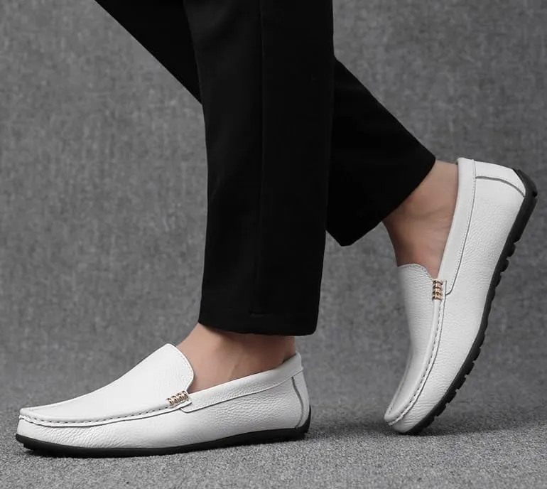 Classic Mens Leather Dress Shoes Fashion Business Slip-On Oxfords Genuine Leather Low Loafers for Men