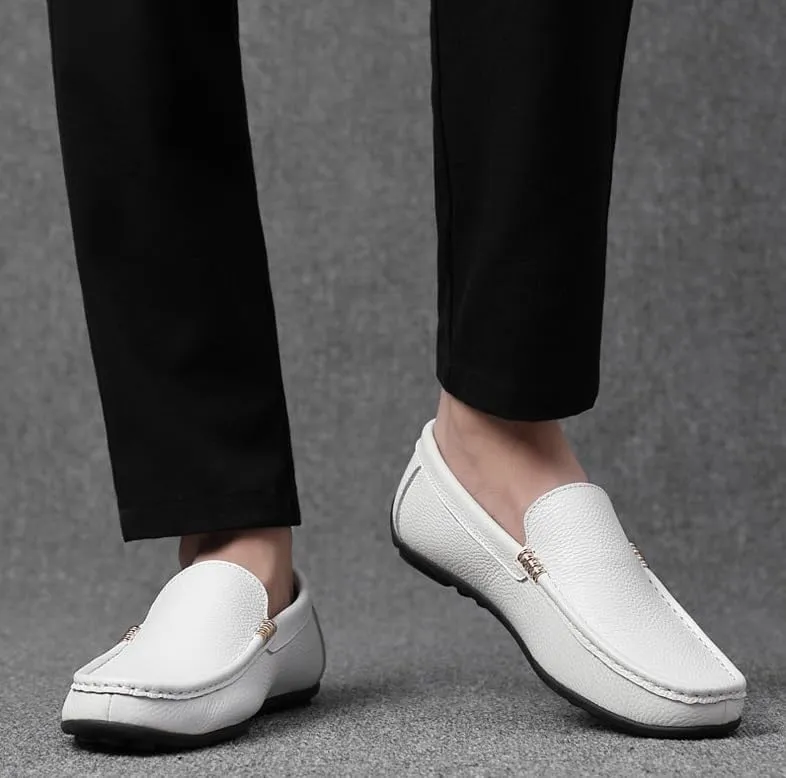 Classic Mens Leather Dress Shoes Fashion Business Slip-On Oxfords Genuine Leather Low Loafers for Men