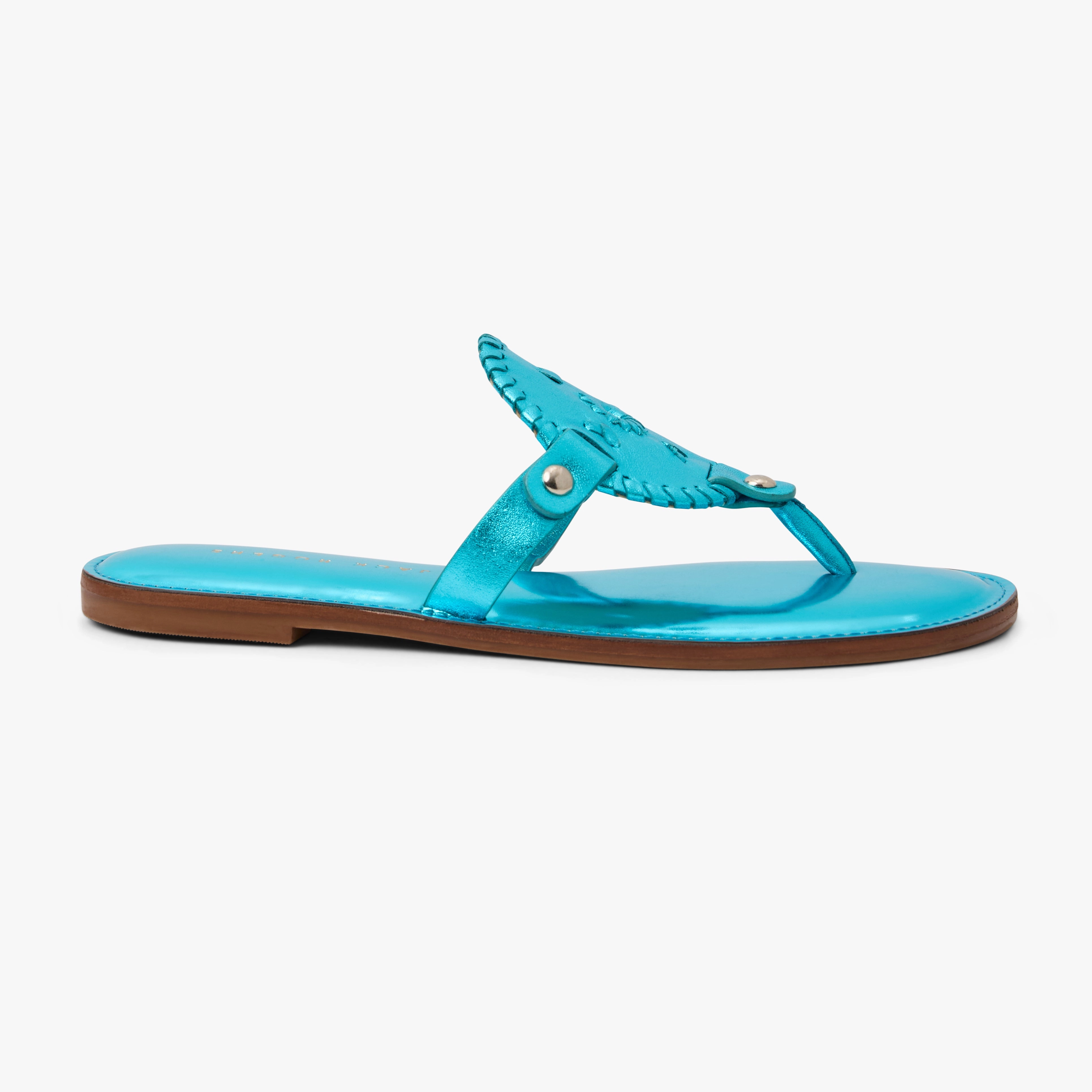 Collins Metallic Leather Flat Sandal Quick Dry Lining