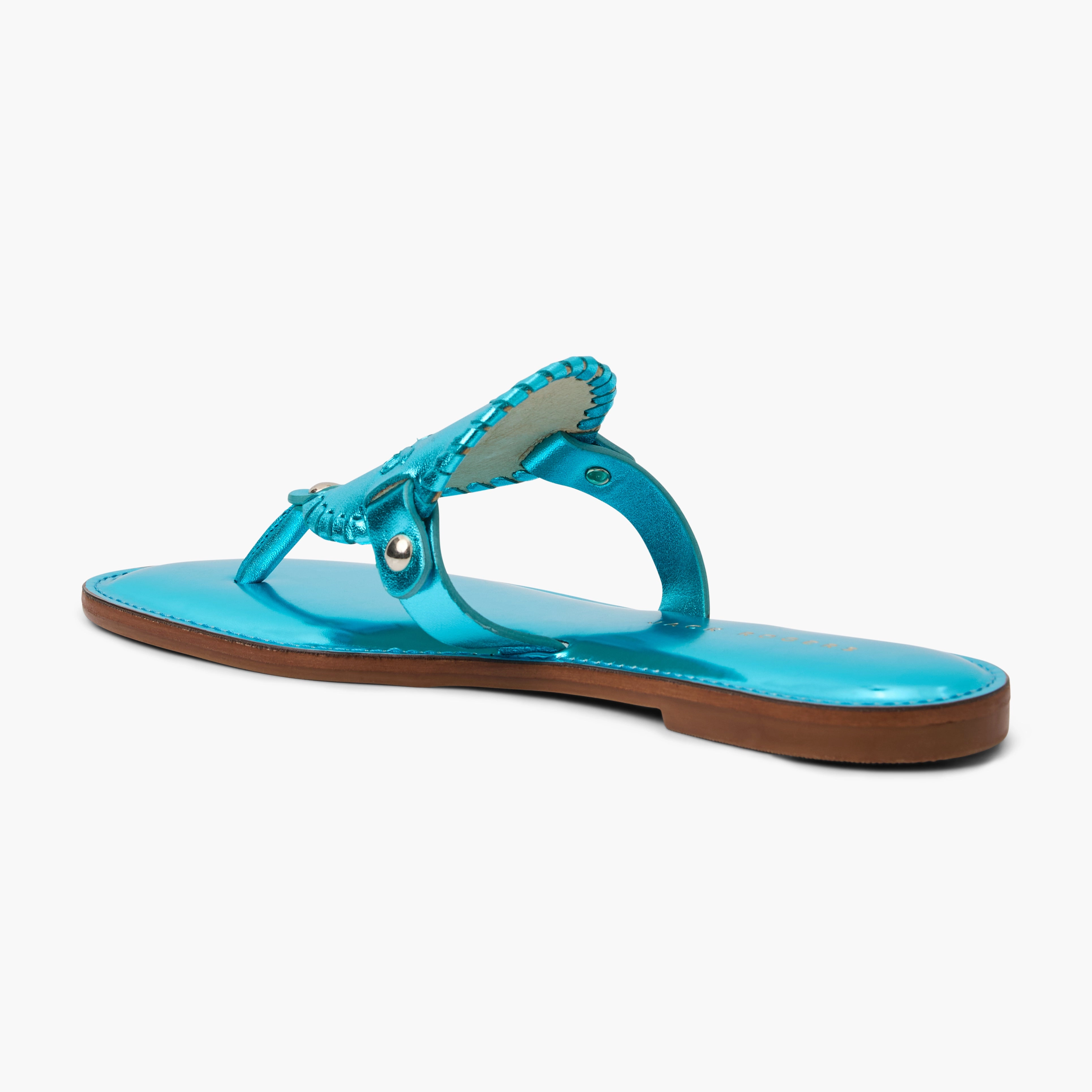 Collins Metallic Leather Flat Sandal Ventilated Design