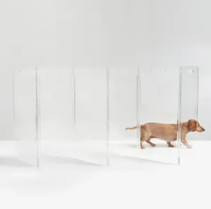 Clear Lucite Freestanding Zig-Zag Pet Gate (Made in the USA) (Direct-Ship)