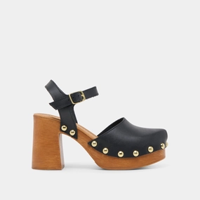 CLOVER HEELS BLACK LEATHER Breath Easy Style