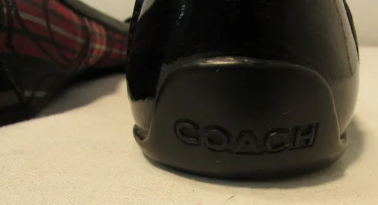 Coach True Plaid Canvas with Leather Trim Ballet Flats