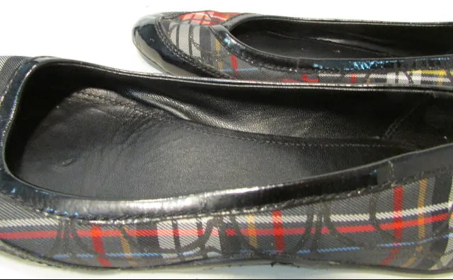 Coach True Plaid Canvas with Leather Trim Ballet Flats