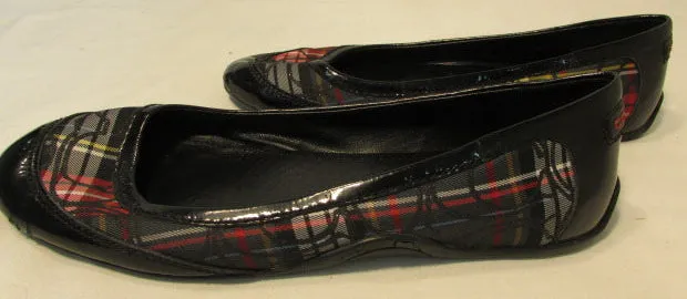 Coach True Plaid Canvas with Leather Trim Ballet Flats