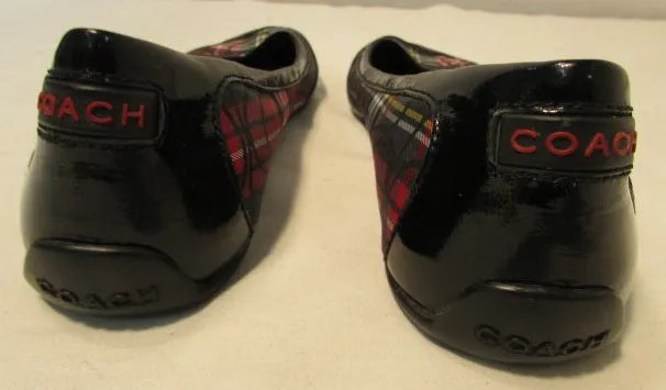 Coach True Plaid Canvas with Leather Trim Ballet Flats