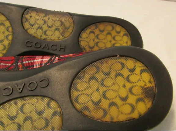 Coach True Plaid Canvas with Leather Trim Ballet Flats