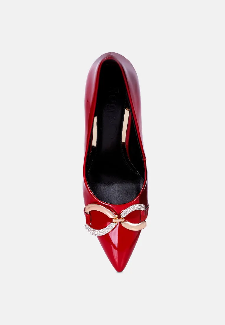 cocktail buckle embellished stiletto pump shoes
