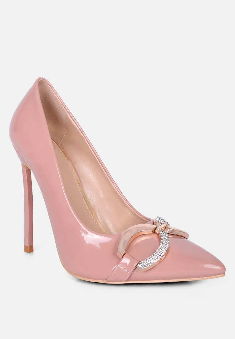 cocktail buckle embellished stiletto pump shoes