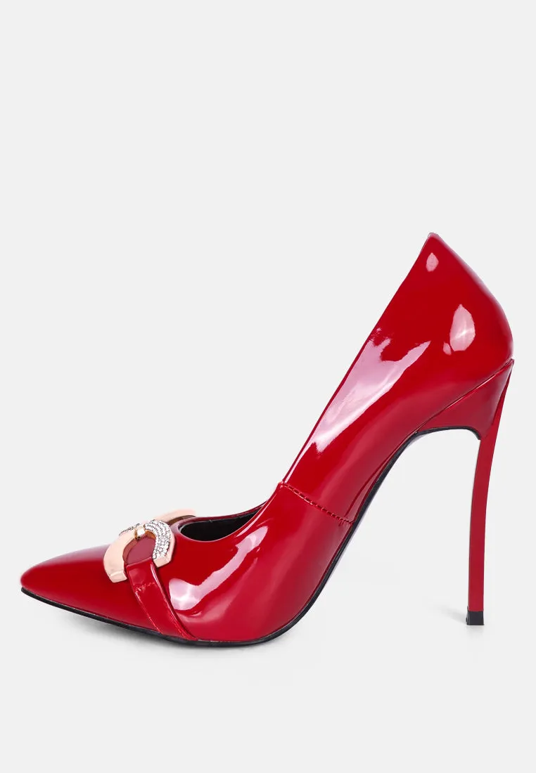 cocktail buckle embellished stiletto pump shoes