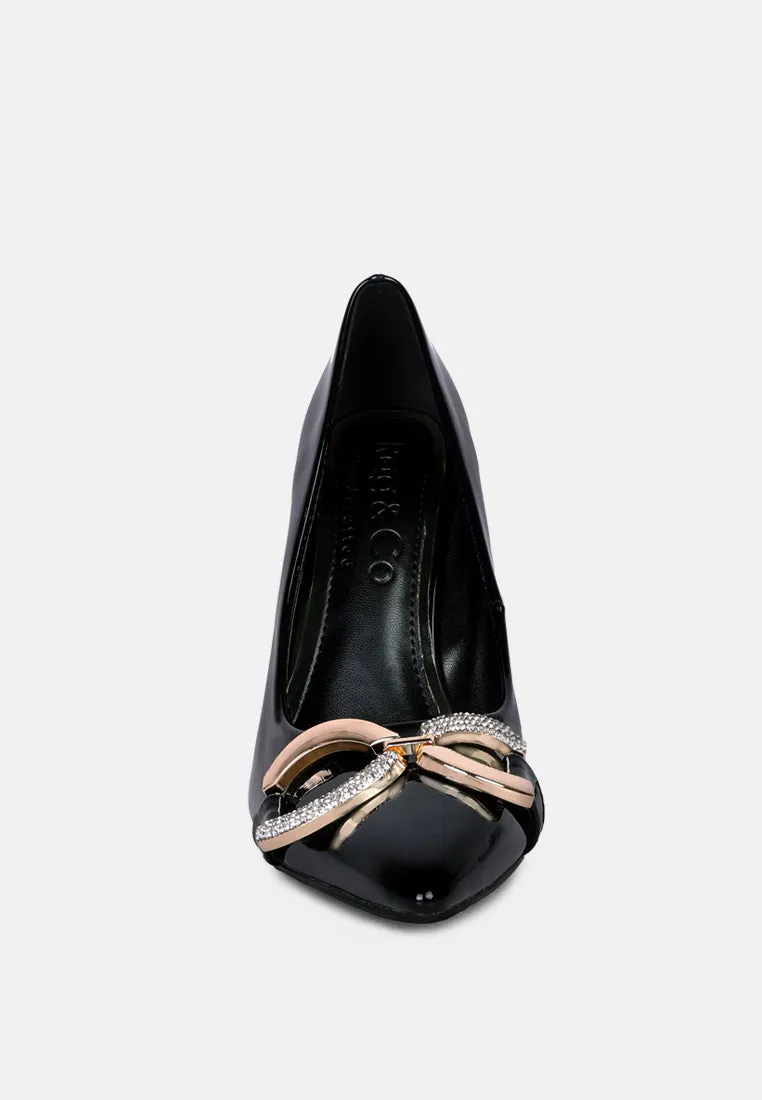 cocktail buckle embellished stiletto pump shoes