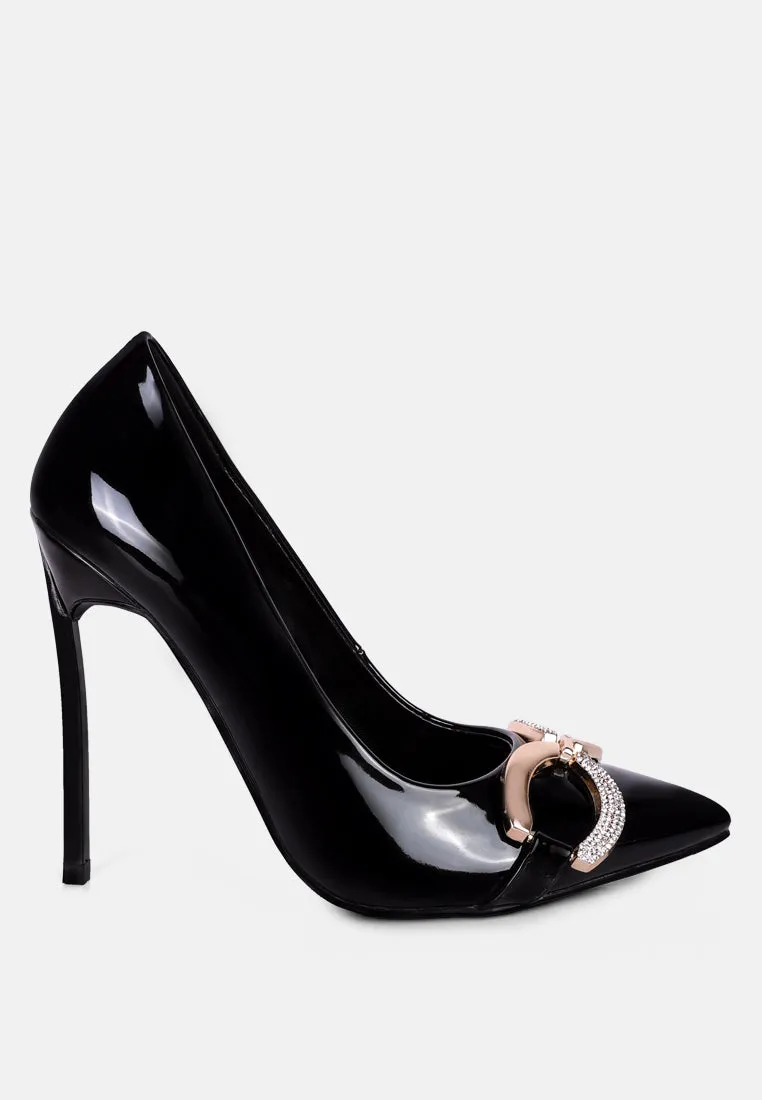 cocktail buckle embellished stiletto pump shoes