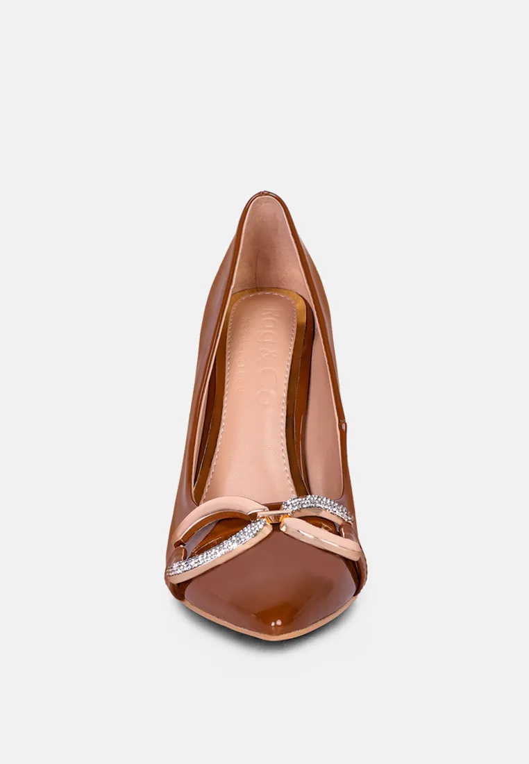cocktail buckle embellished stiletto pump shoes