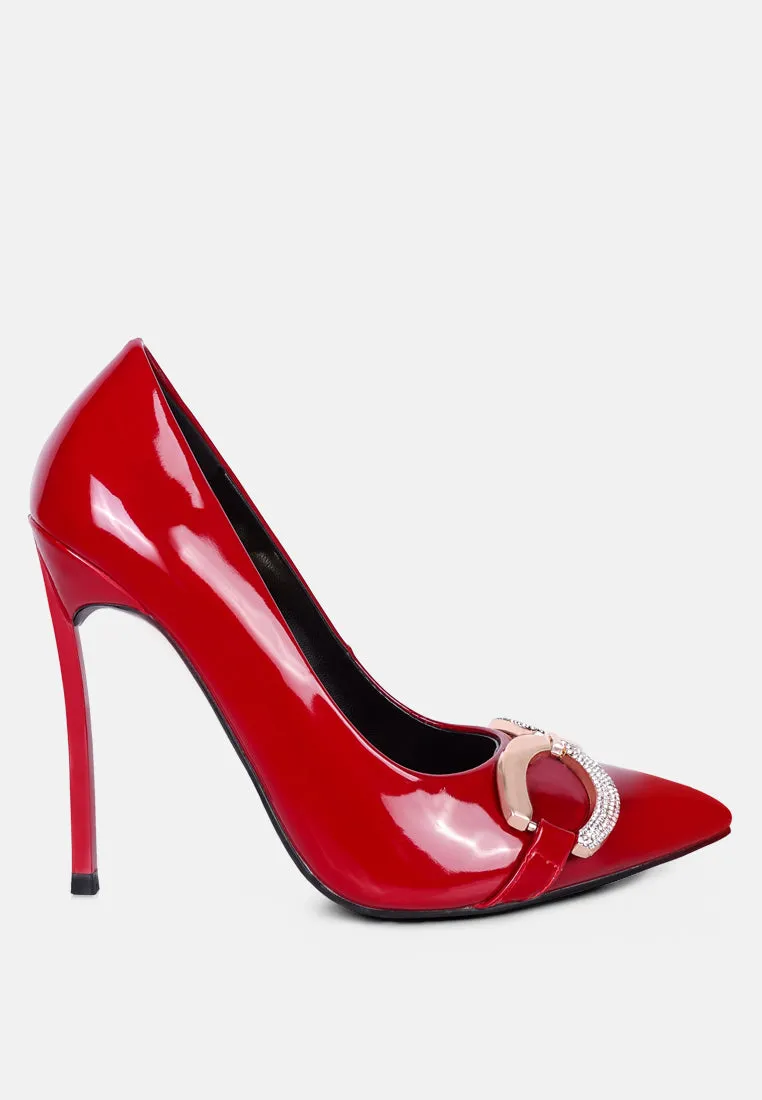cocktail buckle embellished stiletto pump shoes