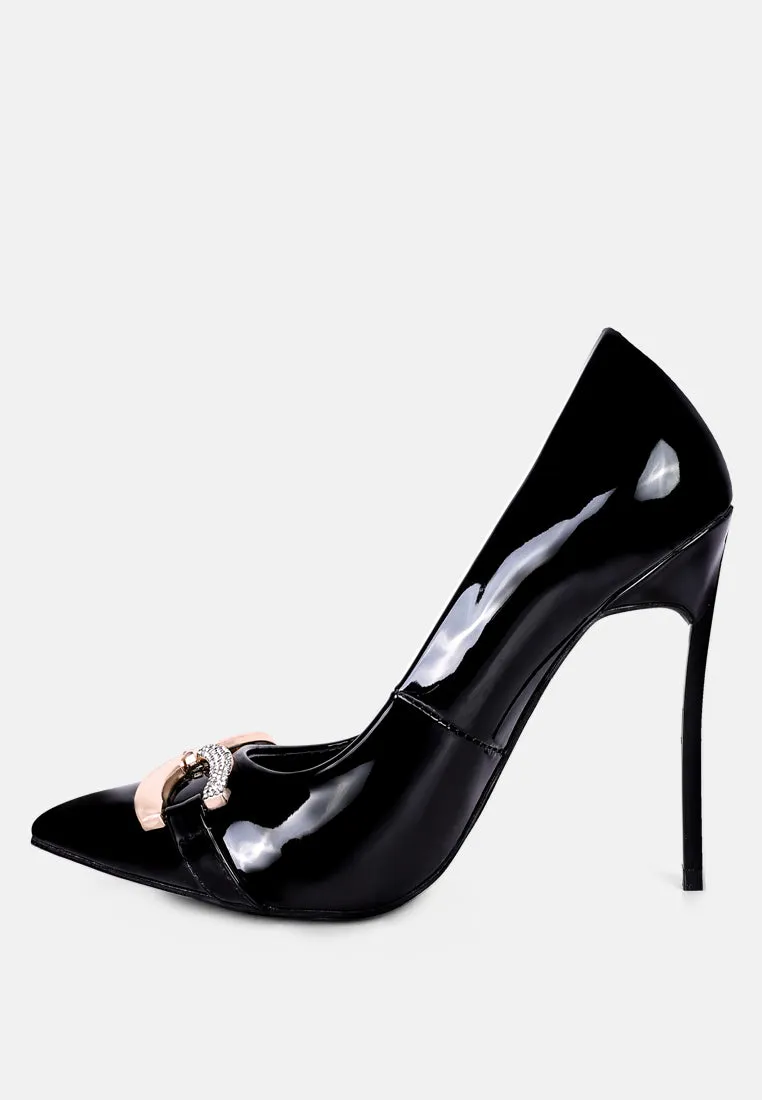 cocktail buckle embellished stiletto pump shoes