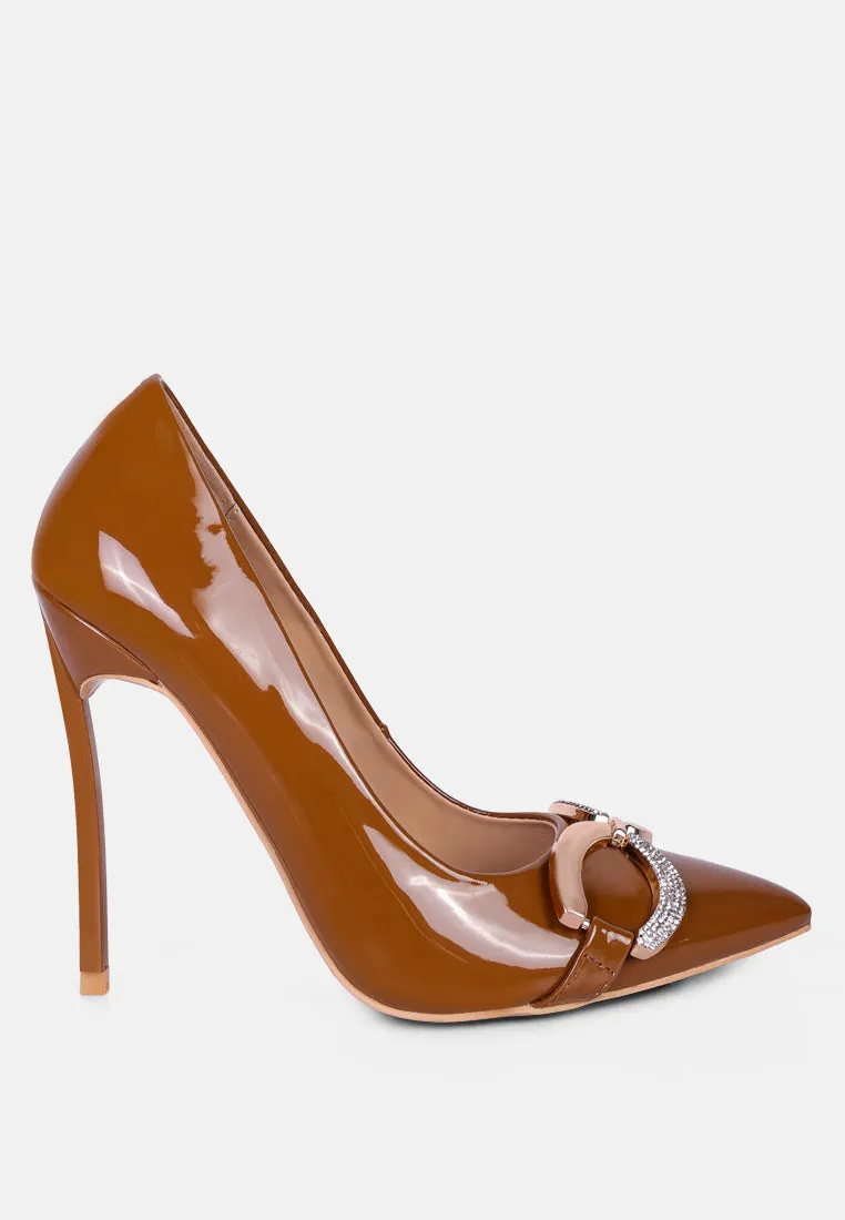 cocktail buckle embellished stiletto pump shoes