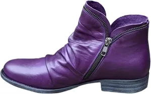 Combat Boots Womens Zipper,Women Ankle Boots Short Booties Ladies Western Casual Dressy Elegant Flat Wide Width Comfortable Fashion Retro Classic Boot Pull-On