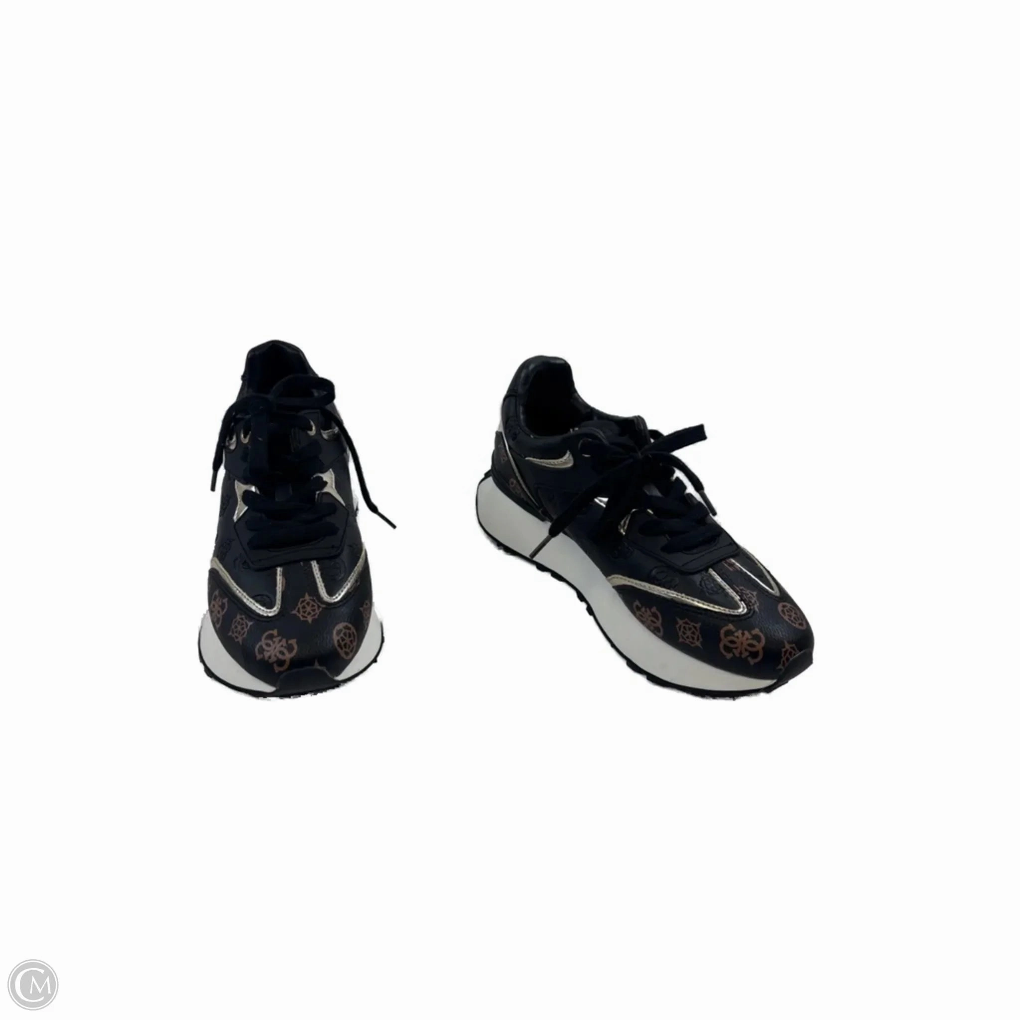 Shoes Sneakers By Guess In Black & Gold, Size: 8 Comfortable Flex Everyday Run