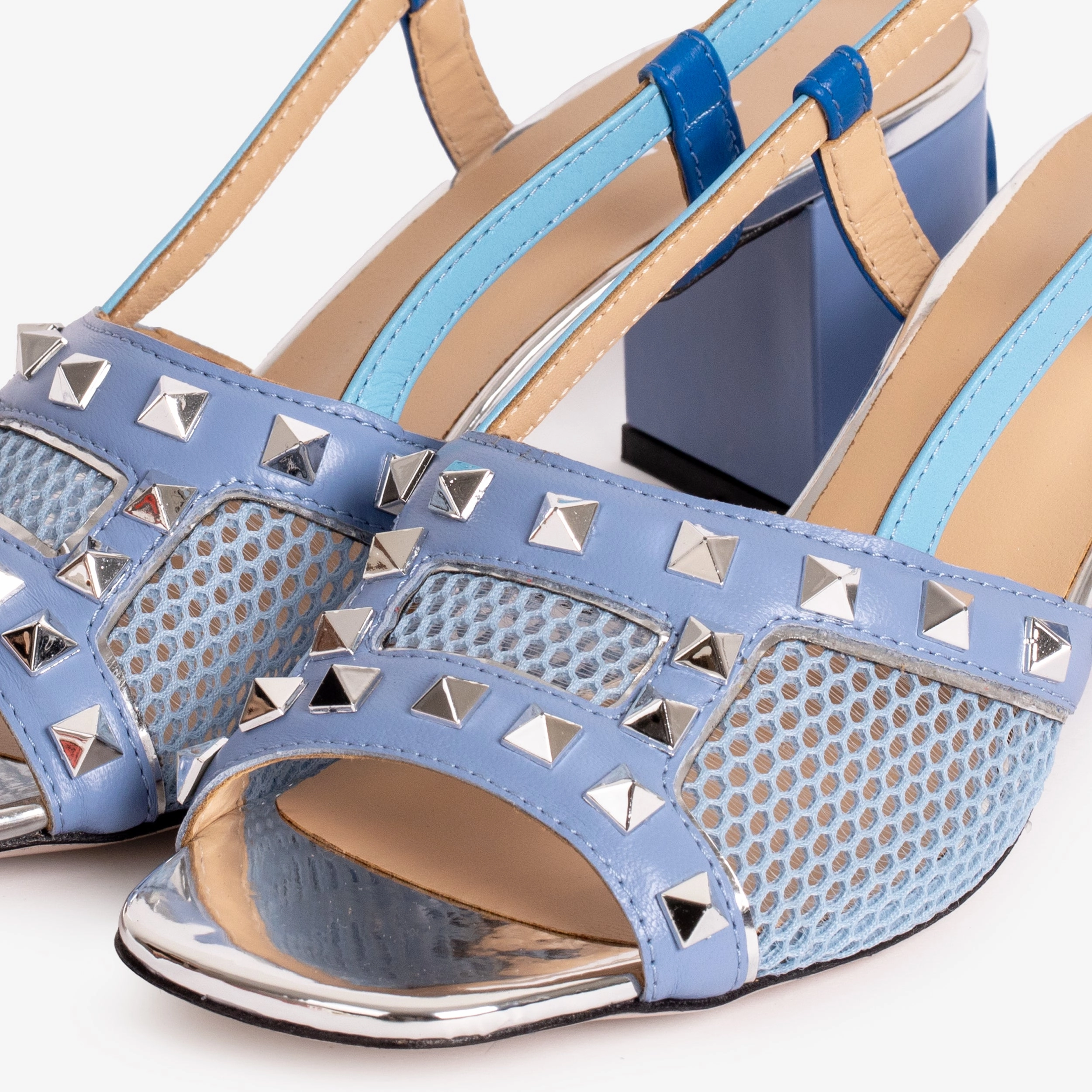 The Linea Blue Leather Women Slingback Shoe Sandal Sole