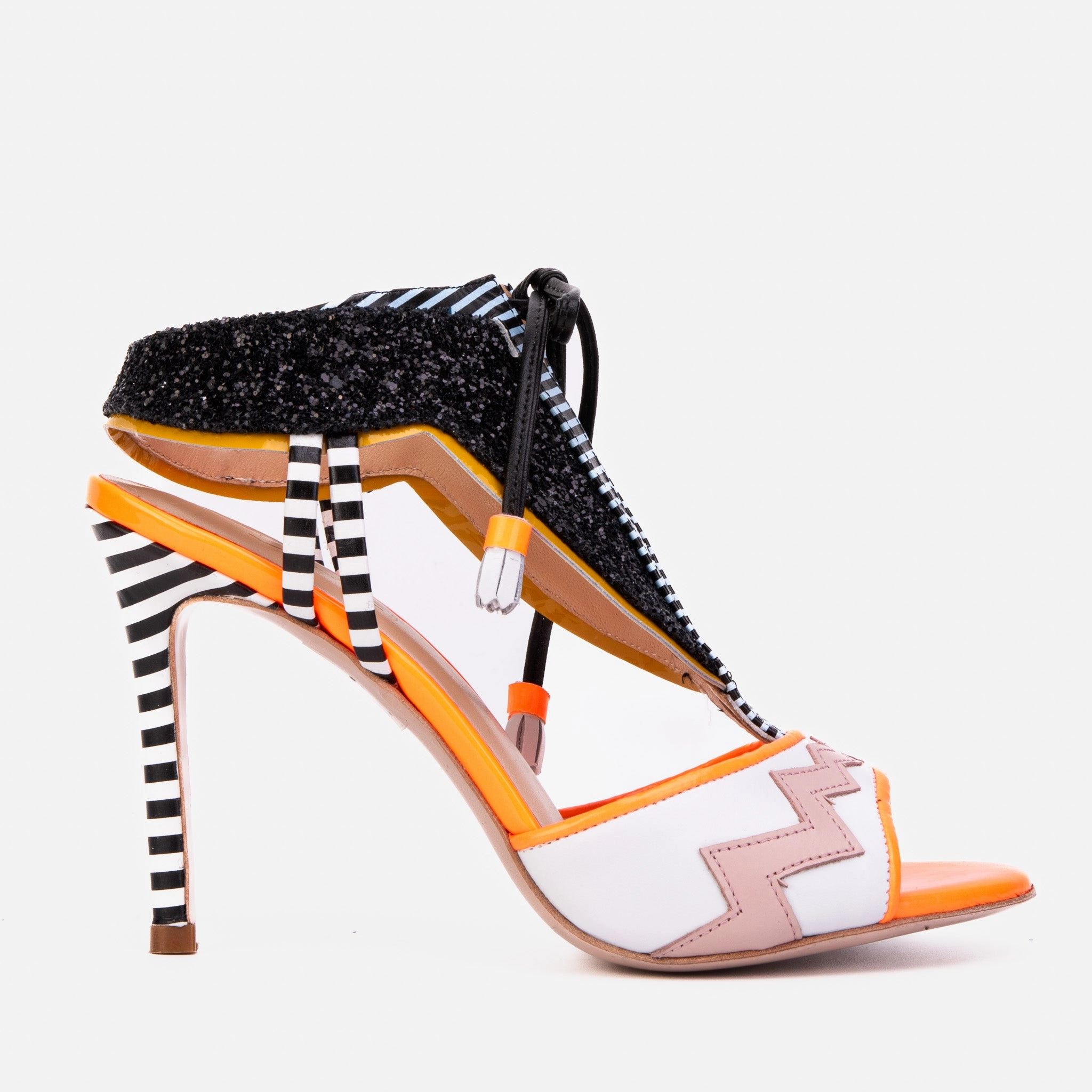 The Santa Amaro Orange Glitter Leather Women Sandal Enhanced Traction Nodes Stylish Casual Shoes