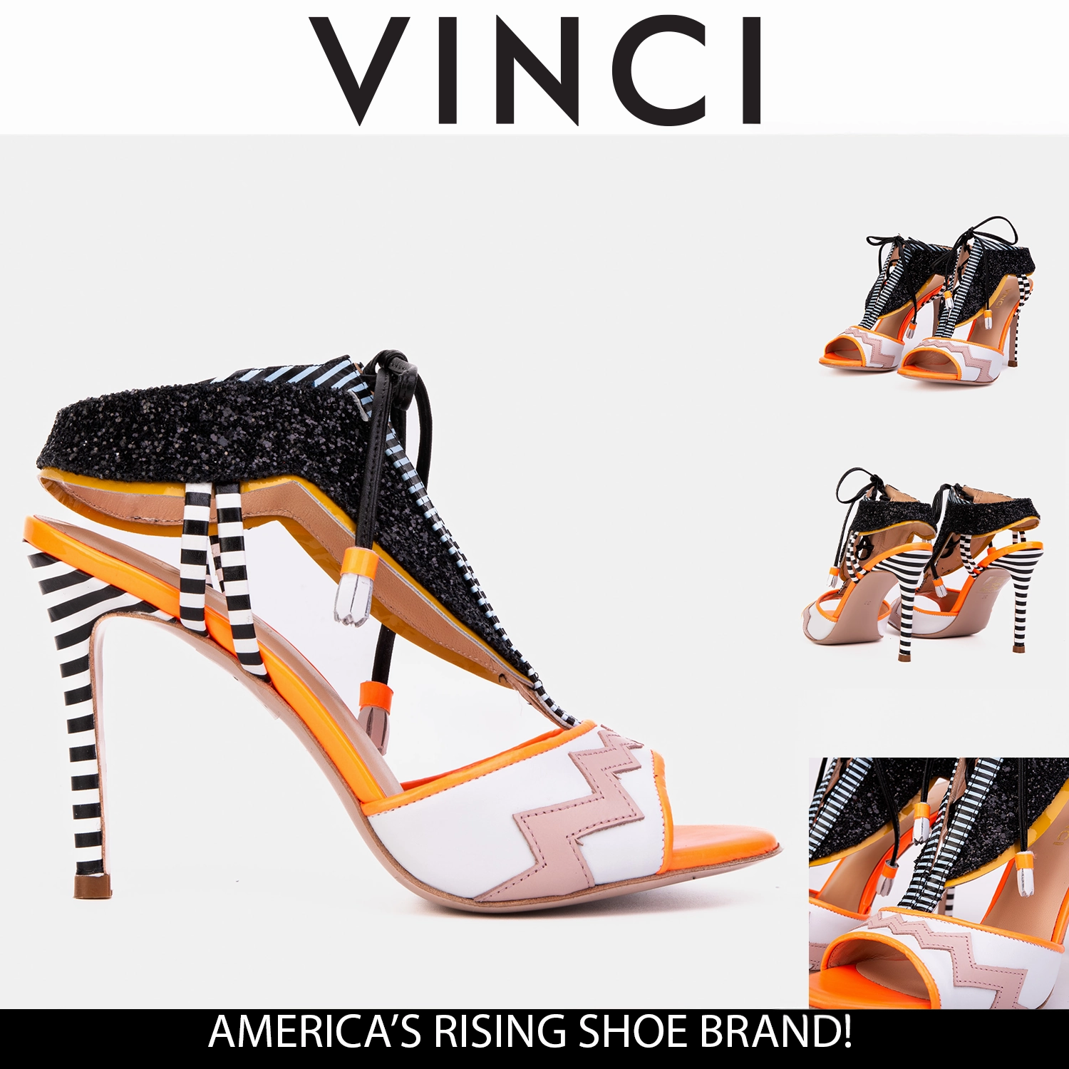 The Santa Amaro Orange Glitter Leather Women Sandal Fresh Touch Practical Outdoor Shoes